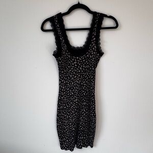 H&M Black Lace Trim Mini Dress with Pink Florals